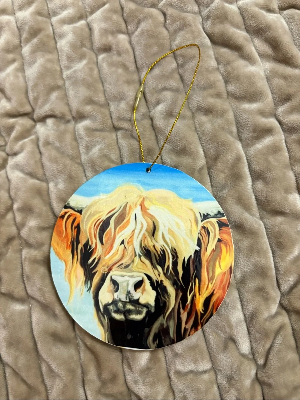 Highland Cow Round Holiday Ornament - Multicolor